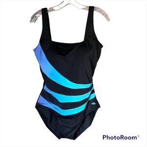 SWIMSUITS FOR ALL SWIM one piece 14 aquabell black tummy control. Flattering